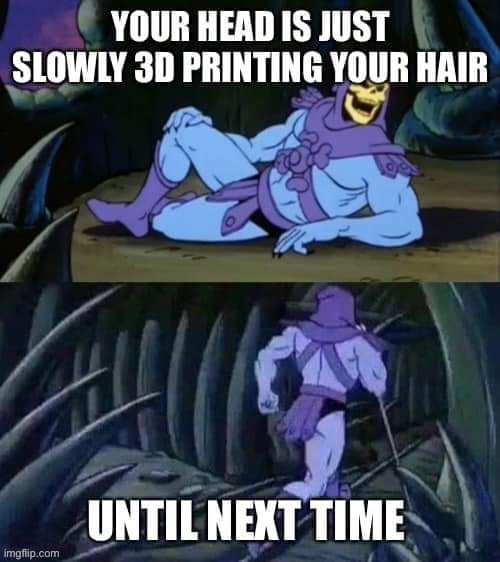 Funny meme Your head is just slowly 3D printing your hair until next time
