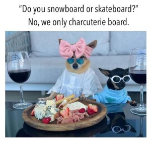 A humorous image of a funny dog charcuterie meme