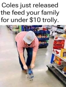 Image of 'Coles $10 Family Meal' funny parenting meme