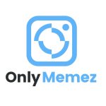 Funny memes website logo. A blue and black image of the Only Memez logo.